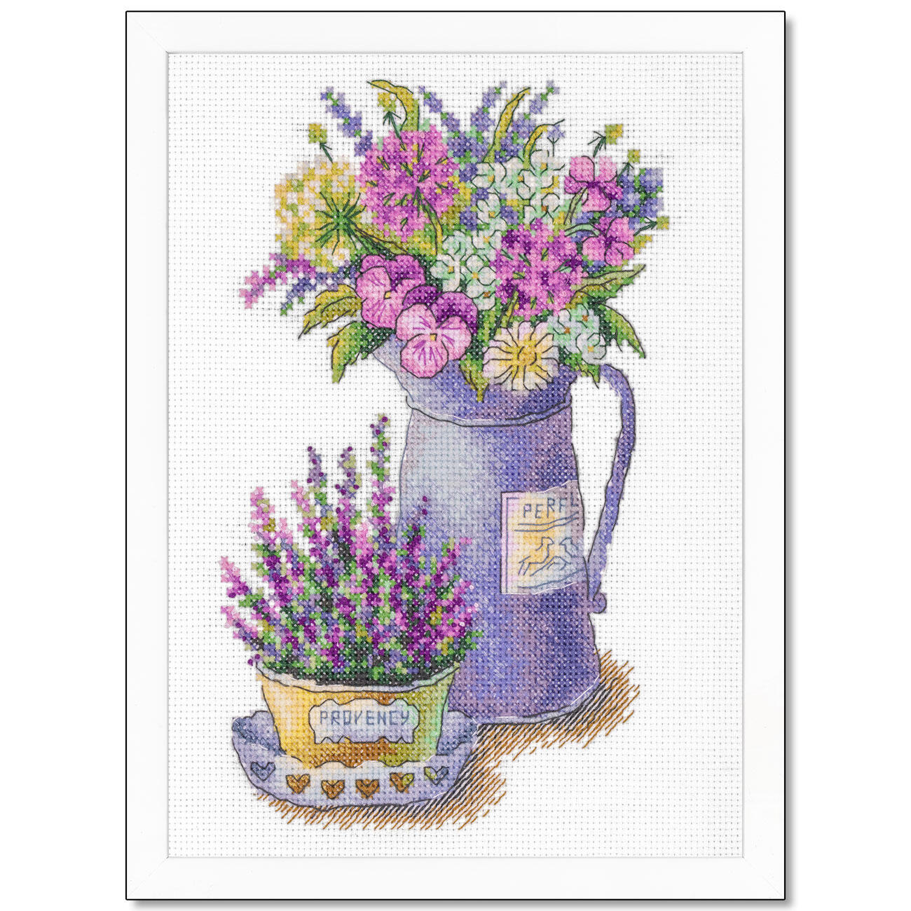Lavendel Vase Stickpackung Kreuzstich mit Bamwolle Garn und Anleitung, 
