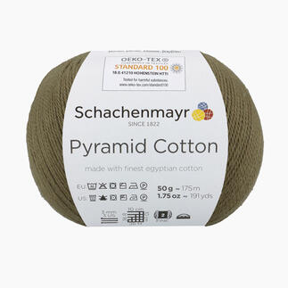 Wolle Pyramid Cotton von Schachenmayr in Olivgrün, 100% ägyptische Baumwolle.