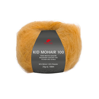 Kugel mit Kid Mohair 100 in Gold, ideal für Tücher und Schals.