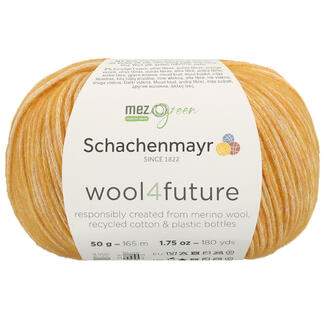 Wolle wool4future von Schachenmayr in goldener Farbe, 50 g Knäuel, nachhaltige Materialzusammensetzung.