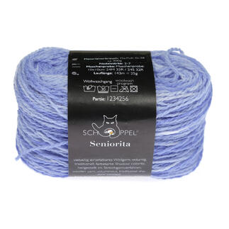 Hellblaue Wolle HOH Seniorita, 2605, 100g auf schwarzem Label
