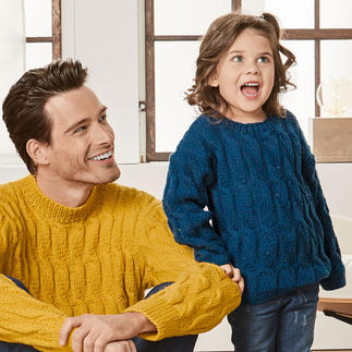 Anleitung 168/9, Kinderpullover aus Merino-Cablé Melange von Junghans-Wolle 