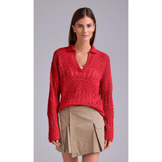 Pullover aus Bandana-Mini in Rot mit V-Ausschnitt.