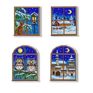 4er-Set Fensterbilder Weiße Weihnachten 