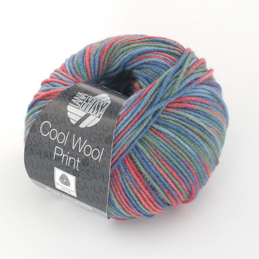 Lana Grossa Cool Wool print Merinowolle Farbe 811 Lila//Pink//Petrol//Graugrün