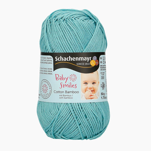 Baby Smiles Cotton Bamboo von Schachenmayr, opalfarbene Baumwoll-Bambuswolle in einem Knäuel.