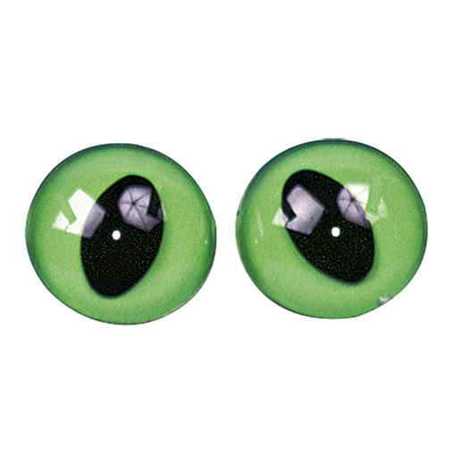 Rayher Katzenaugen Zum Aufnähen - 12mm Grün/schwarz, 6 Stück Set Für Plüschtiere