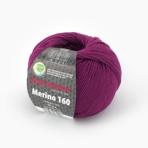 Merino 160 EXP von Austermann® in Brombeerfarbe, Garnball mit 50g.