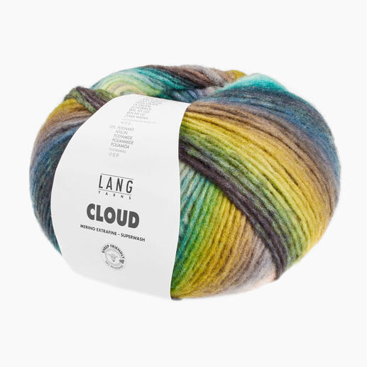 Cloud von LANG Yarns, grüne Wolle in lebendigen Tönen, 50 g.