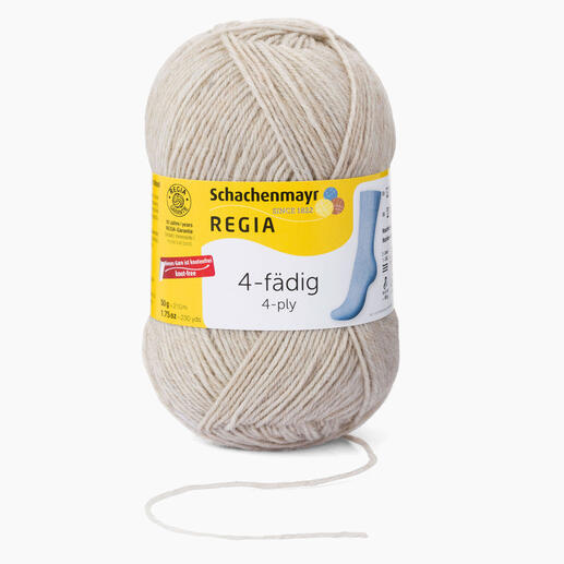 Regia Uni Sockenwolle, 4-fädig in hellbeiger Farbe, ideal für Socken.