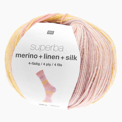 Sockenwolle Superba Merino + Linen + Silk von Rico Design Sockenwolle Superba Merino + Linen + Silk von Rico Design 