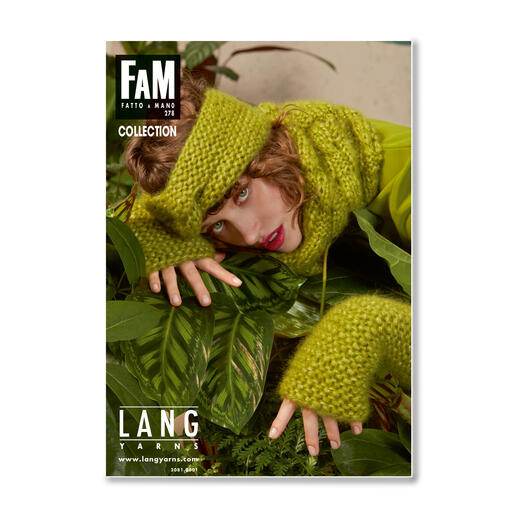 Heft 'Fatto a Mano 278' von LANG Yarns mit Modell in knalligem Grün.