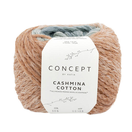 Katia Cashmina Cotton, Wolle in Blau und Orange.