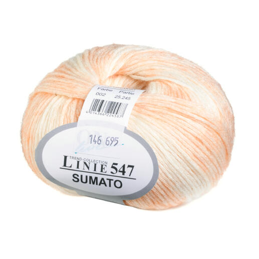 Häkelgarn ONline Linie 547 Sumato in sanften orange-rosa Farbtönen.