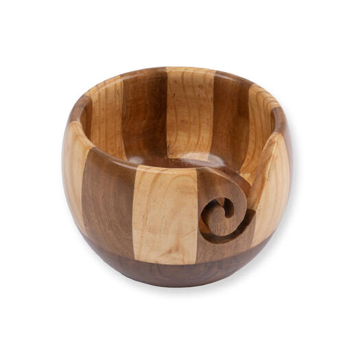 ProLana Mango Garnschale THEO aus Holz mit gestreiftem Design