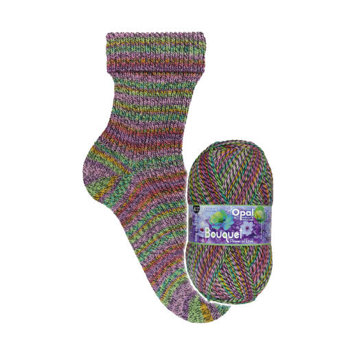 Opal Bouquet Mouliné 4-fach, 11680 - Bunte Socken und Wollknäuel.