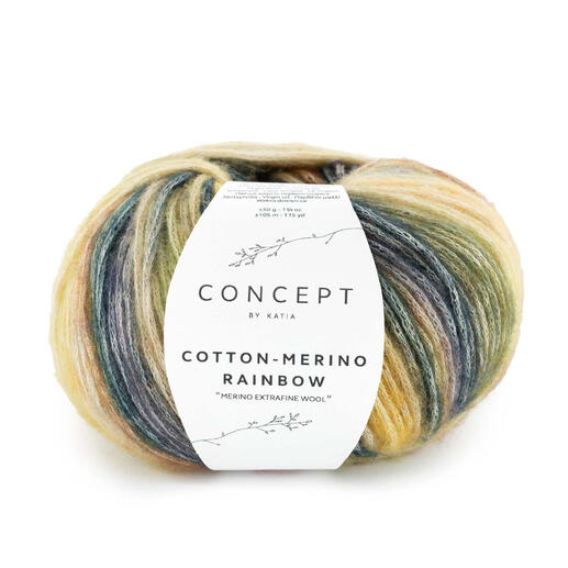 Multicolour Wollknäuel, Katia Cotton Merino Rainbow, 50g.