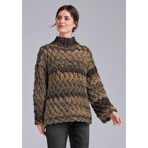 Gesprenkelter Pullover aus Monello-90 Color in Braun- und Beigetönen