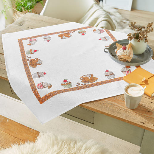 Aida-Tischdecke mit Cupcake-Motiven