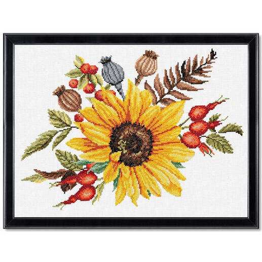 Stickbild eines leuchtend gelben Sonnenblumenbouquets