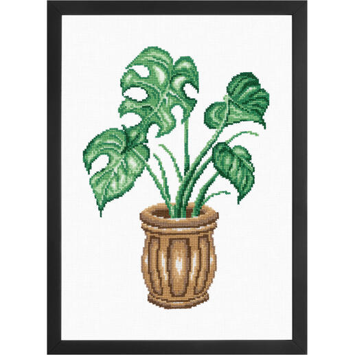 Kreuzstichbild - Monstera 