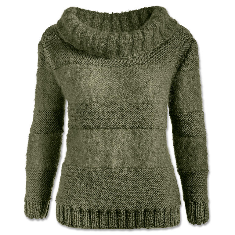 Anleitung 120/7, Damen-Rollkragenpullover aus Merino-Classic und Feelana von Junghans-Wolle 