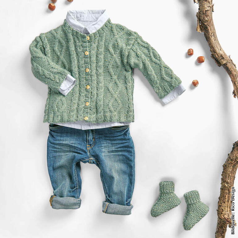 Anleitung 311/2, Baby-Jacke und Schühchen aus Baby Dream Tweed dk von Rico Design 