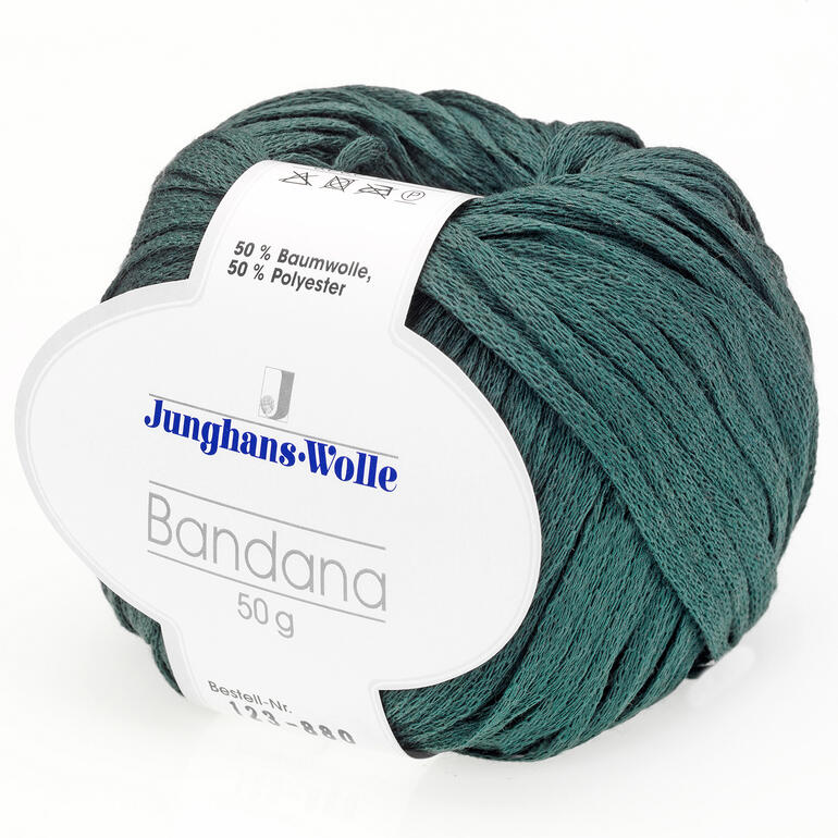 Bandana von Junghans-Wolle in dunklem Grün, 50 g Garnkugel