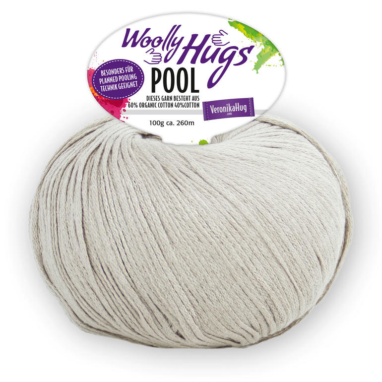 Khakifarbene Pool-Wolle von Woolly Hugs, 100g, Bio-Baumwolle.