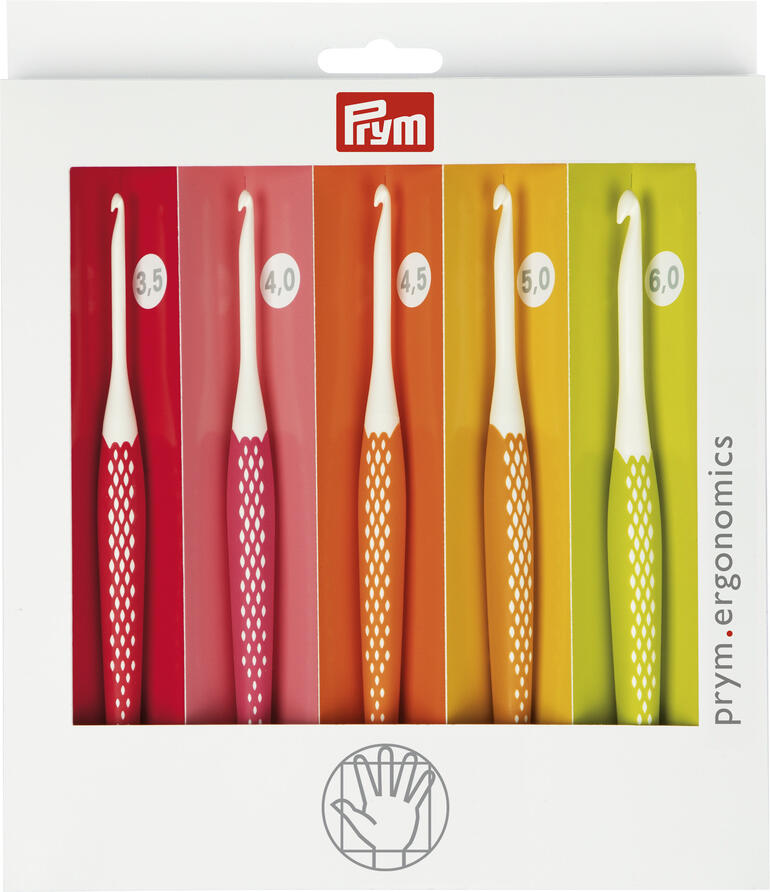 Set Wollhäkelnadeln von Prym in den Größen 3,5 - 6,0 mm, 6 Stück.