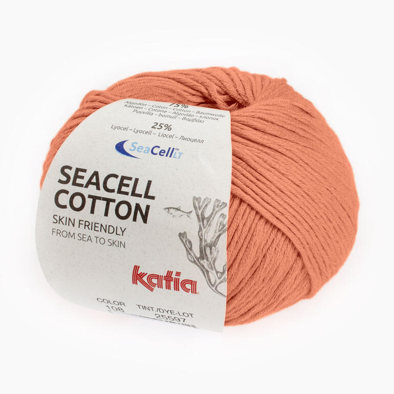 SeaCell Cotton von Katia in korallenorange, Hautfreundliches Garn.