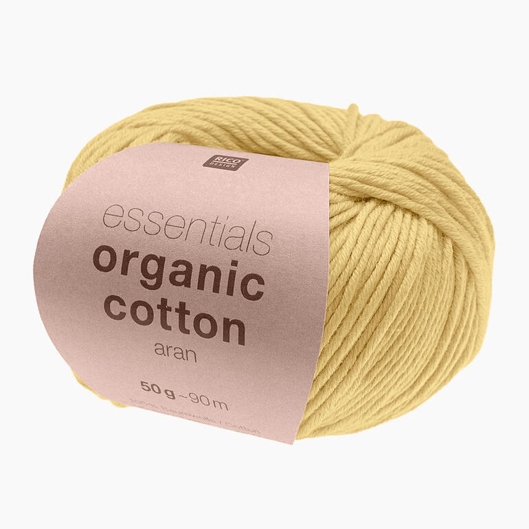 Essentials Organic Cotton aran von Rico Design, gelbes Garn