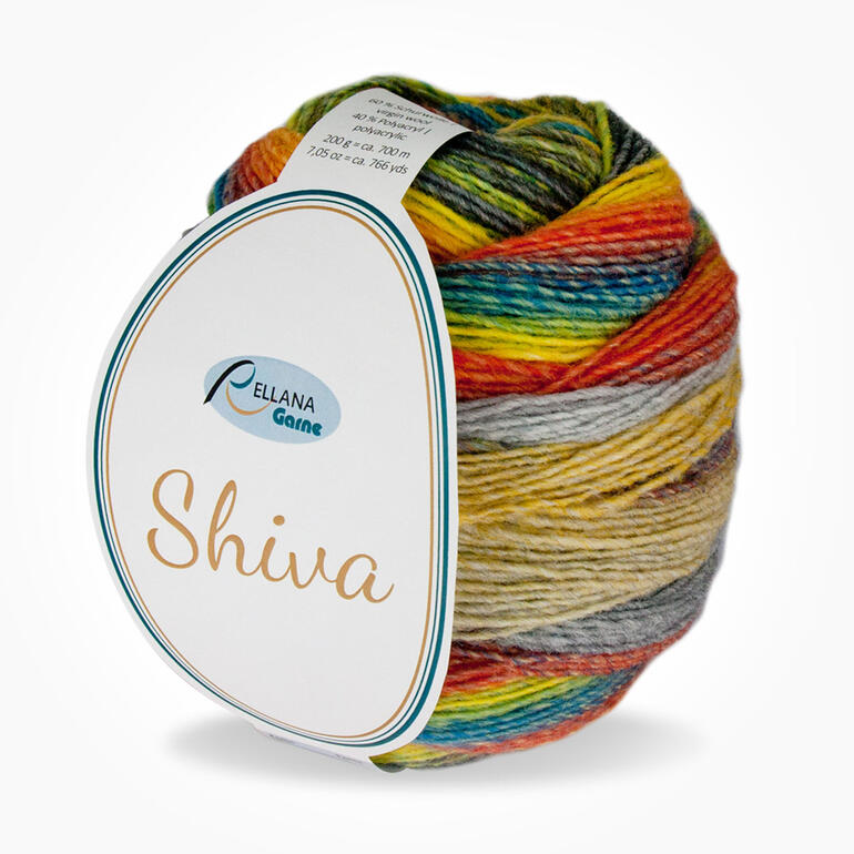 Shiva Garn von Rellana, farbenfrohes Wollknäuel.