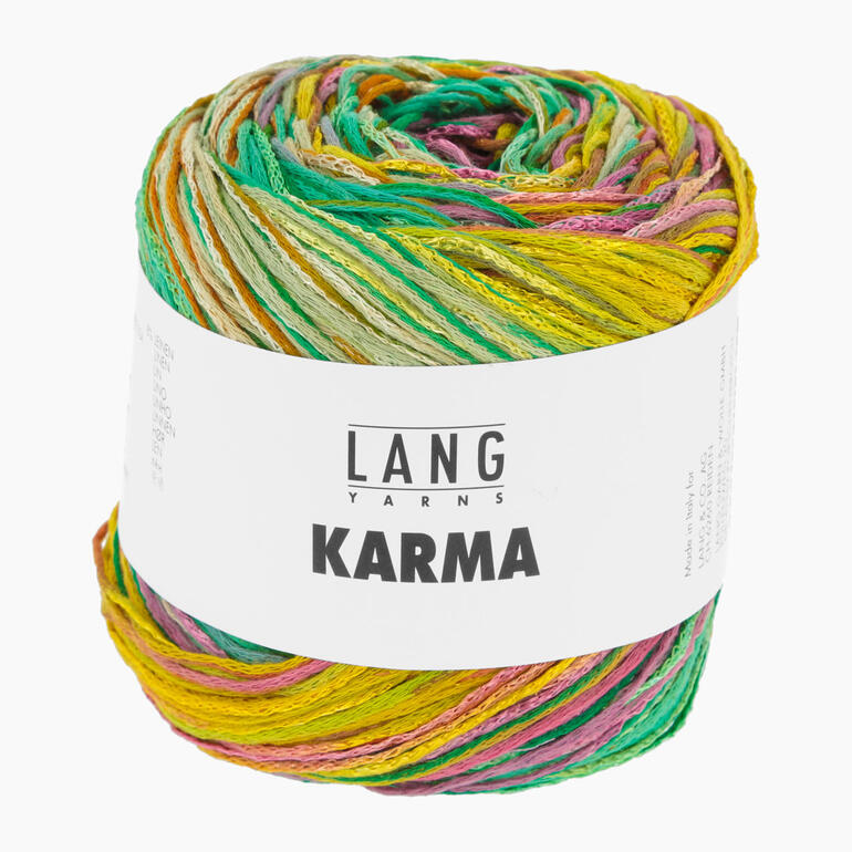 Bunte Wolle Karma von LANG Yarns in Grün/Gelb/Rosa