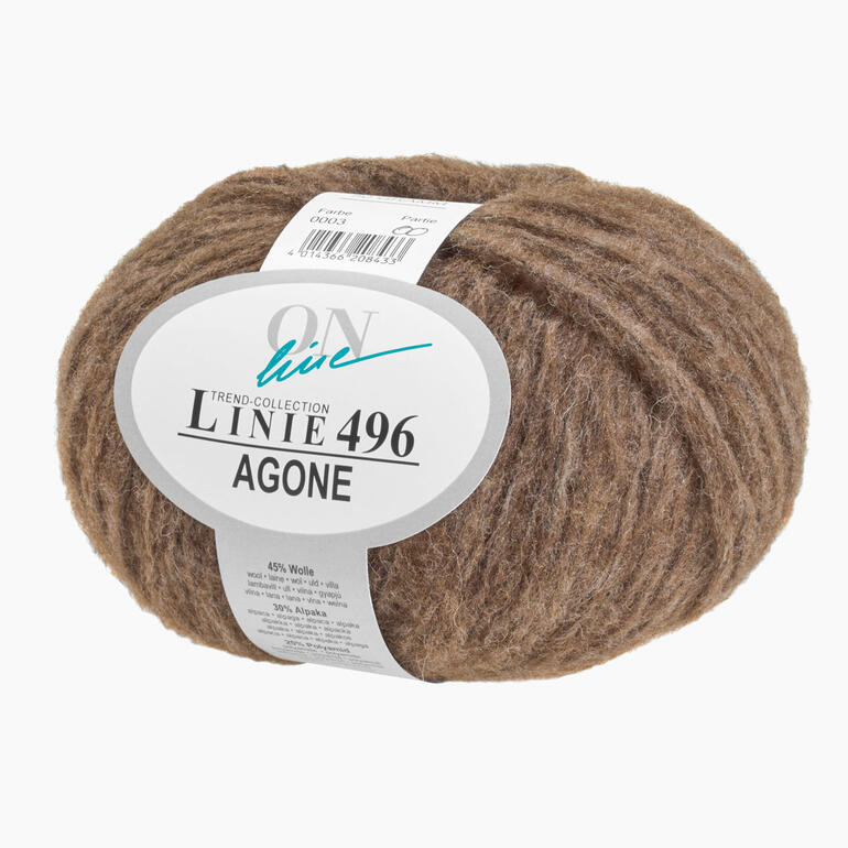 Linie 496 Agone von ONline in der Farbe Braun auf einem Garnball.