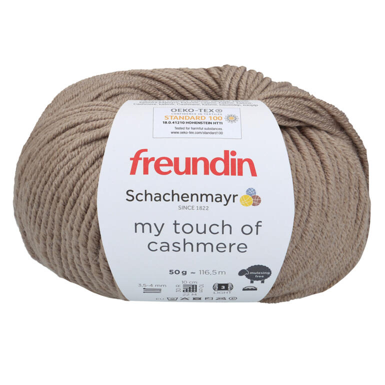 Wollknäuel my touch of cashmere von freundin x Schachenmayr in der Farbe Beige.