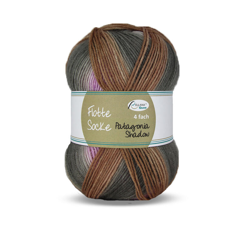 Sockenwolle Flotte Socke 4-fach in den Farben Lila und Grau.