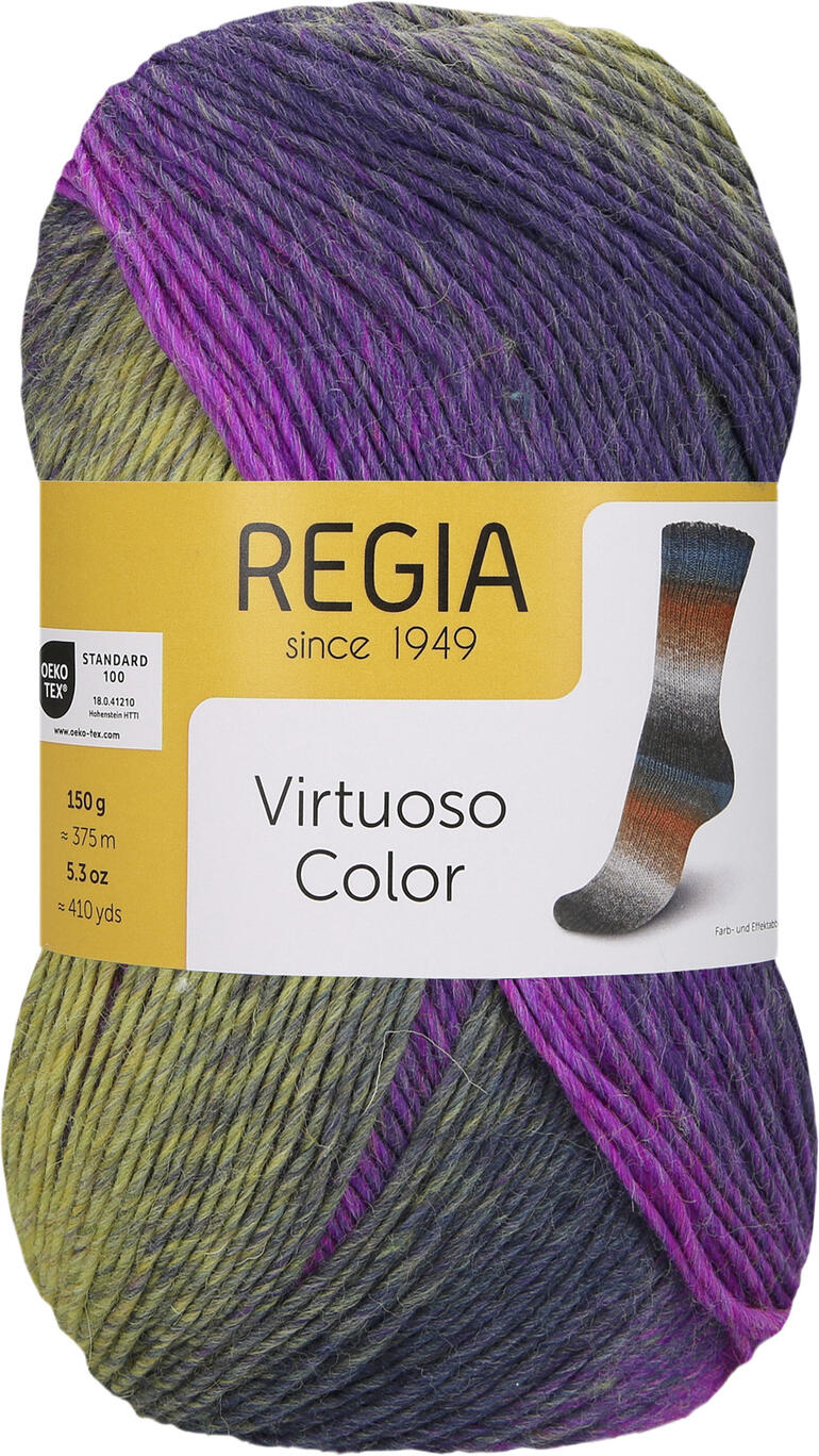 Sockenwolle Virtuoso Color von Regia in bunten Farben