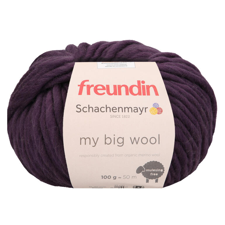 Garnball von my big wool in der Farbe Violett auf weißem Hintergrund.