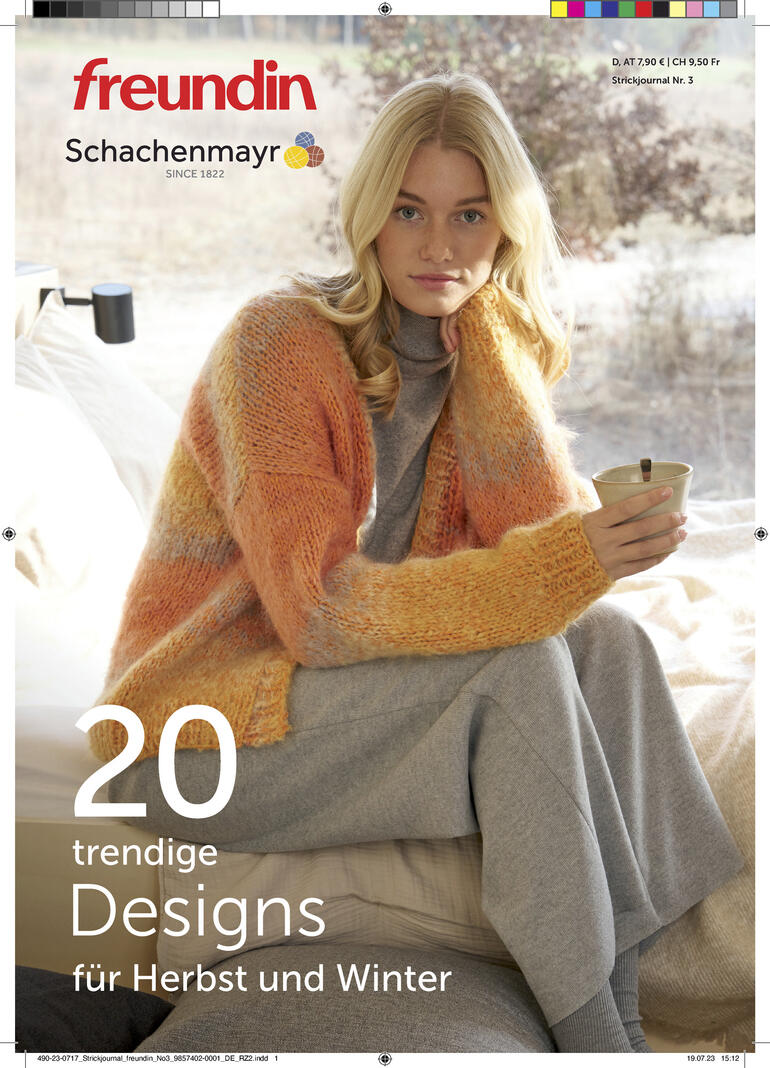 Strickjournal Nr. 3 von freundin x Schachenmayr mit 20 Designs für Herbst und Winter.