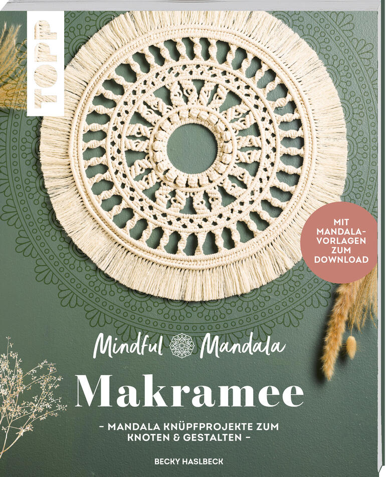 Buchcover für Makramee-Projekte mit Mandala-Motiv.