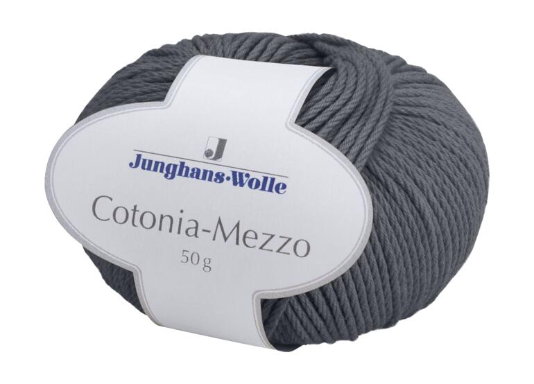 Wollknäuel Cotonia-Mezzo von Junghans-Wolle in Grau.