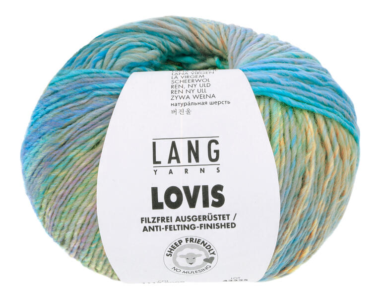 Rundes Wollknäuel von LANG Yarns, Farbvariation in Blau und Grün
