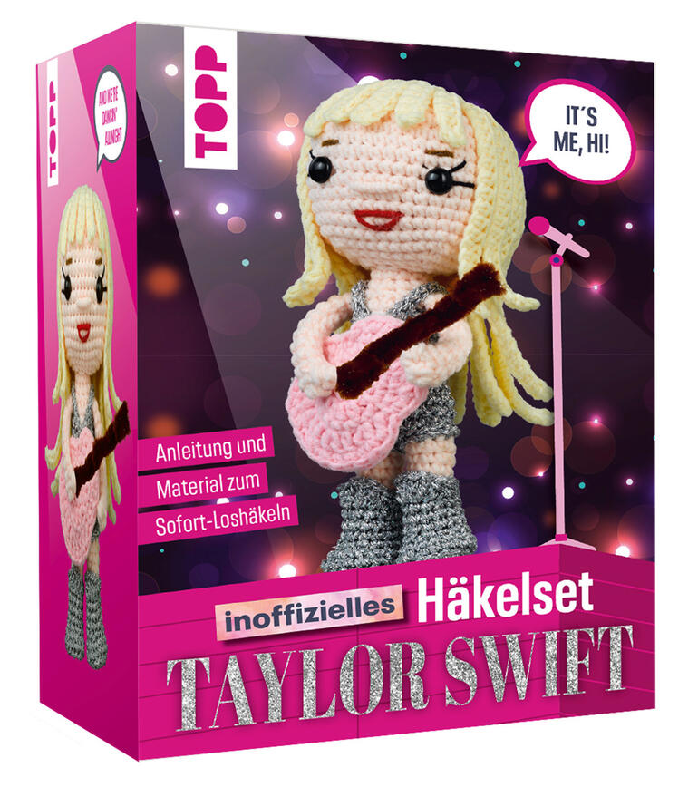 Häkelset mit Anleitung zur Herstellung einer Taylor Swift Figur mit Gitarre