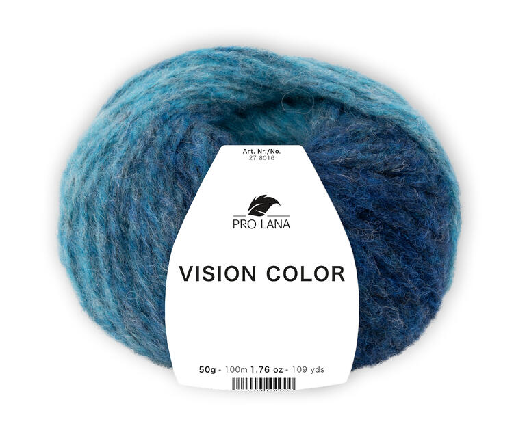 Pro Lana Vision Color Garn in blau-grünem Farbverlauf, 50g, 100m.