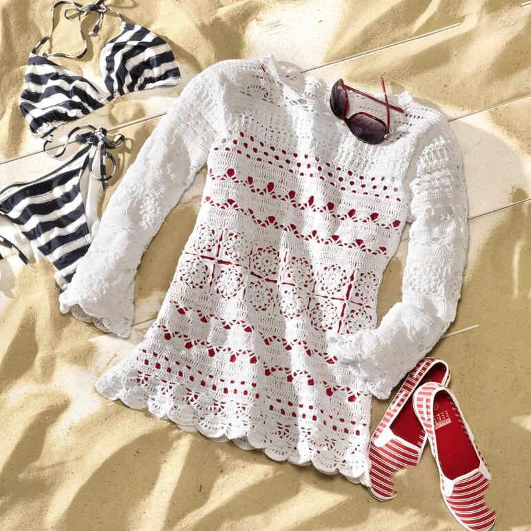 Anleitung 438/3, gehäkelte Tunika aus Cotton-Superfine II von Junghans-Wolle.