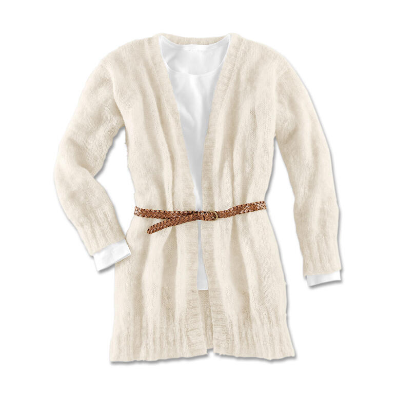 Jacke aus Aerea in Cream-Farbe mit Bindebelt.