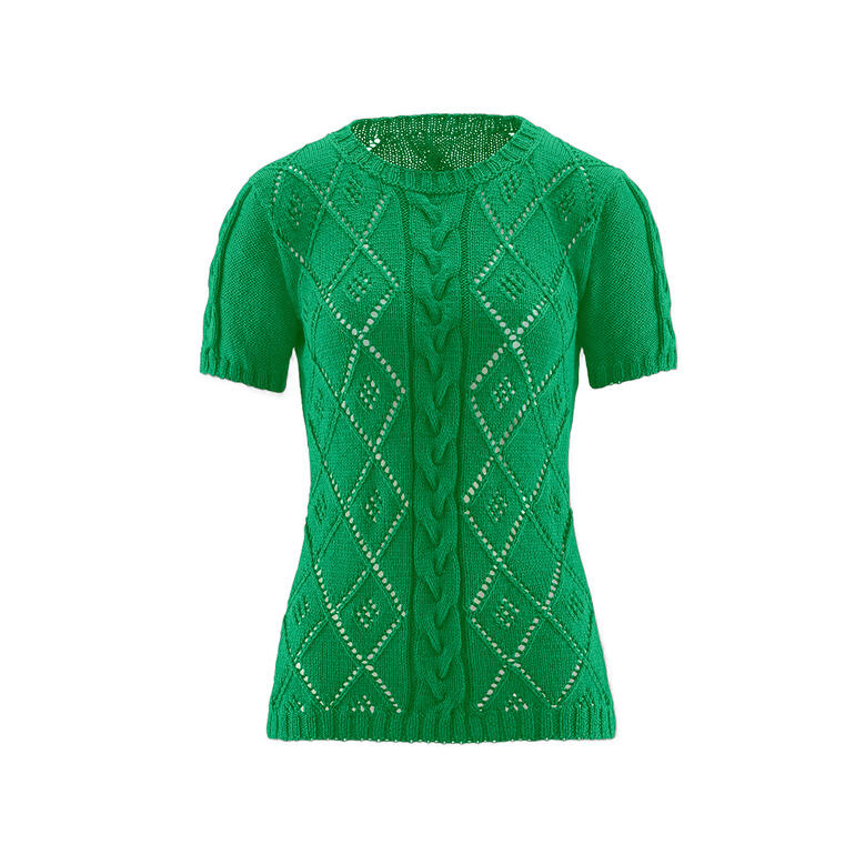 Grüner Pullover aus Seidana®, knappärmlig