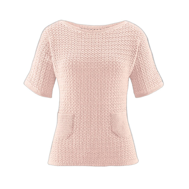 Häkelpulli aus Cotonia II, in rosafarbenem Muster