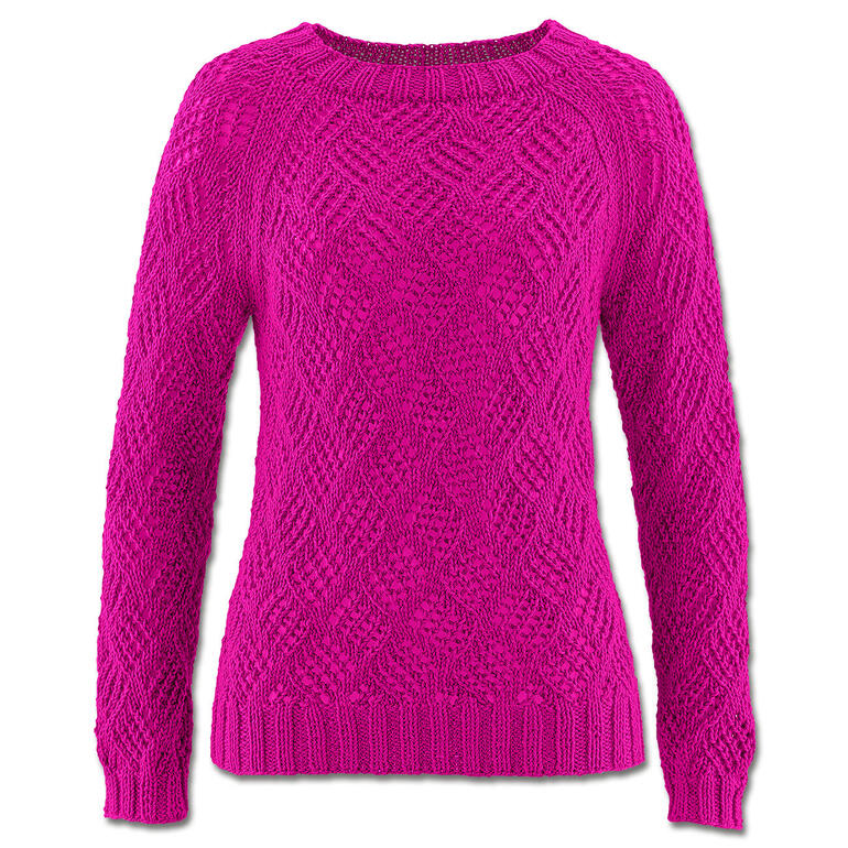 Pullover aus Cotonara in kräftigem Pink mit strukturiertem Muster.